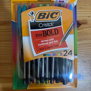 BIC® Cristal Ballpoint Pens, Bold Point, 1.6 mm, Assorted Ink Colors, 24 Count B